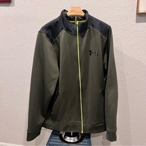 Under Armour Full Zip Fleece Jacket L Green Black Athletic